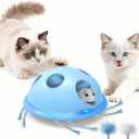 Pawingcat Automatic Cat String Toy 6 Holes Whack a Mole Cat Toy with Plush Running Cat Mouse Toy Hide and Seek Interactive Cat Toys for Indoor CatsBlue