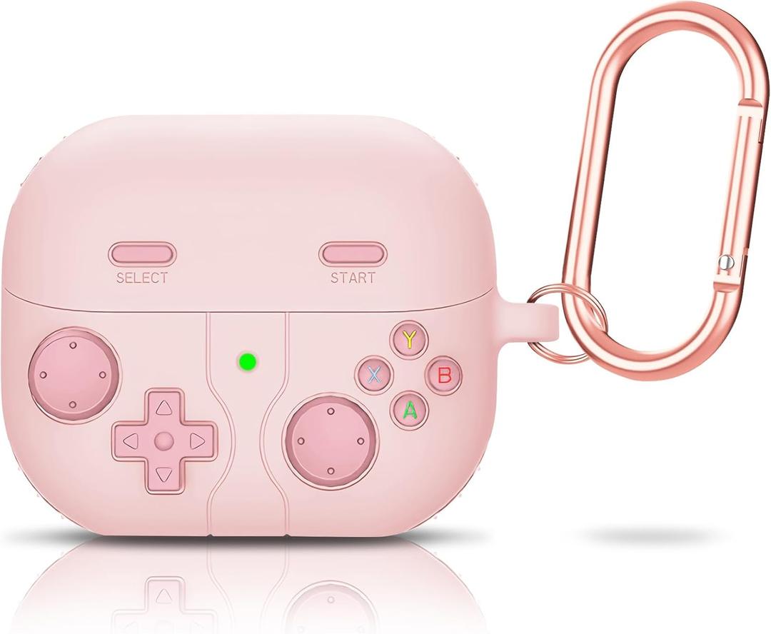 OneNine Compatible with Samsung Galaxy Buds 3 Pro Case, Silicone Case for Samsung Galaxy Buds 3/3 Pro, Wireless Bluetooth Headphones Protective Case with Keychain, Headphone Accessories (Pink)