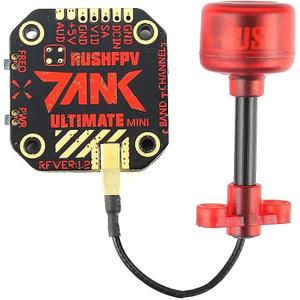 SoloGood Rush Tank FPV Transmitter 5.8GHz 48CH Mini PIT/25/200/500/800mW VTX Video Transmitter 20x20mm External-Audio MMCX Elbow Connector with Rush Cherry Antenna 5.8GHz RHCP for FPV Racing Drone