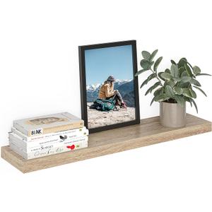 Ballucci Floating Shelf, 36" Wood Wall Shelf with Invisible Brackets for Bathroom, Living Room, Bedroom, Kitchen, Nursery, 8" Deep, Oak Finish (36" - 1 Piece)