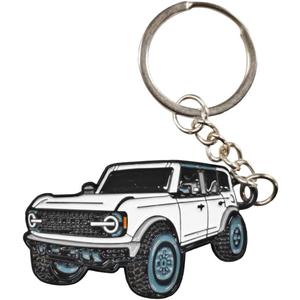 4 x LAINLOY Bronco Car Keychain, Car Fob Cover Cool Mods Accessories, 4-Door Auto Key Fob Holder Compatible with Bronco 2021 2022 2023 (White)