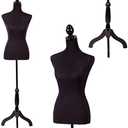 FDW Manikin 60”-67”Height Adjustable Female Dress Model Display Torso Body Tripod Stand Clothing Forms (Black, 60-67 Inches)