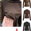 RoseSeek Women's 3 Pack T Shirts Cheetah Mock Neck Long Sleeve T Shirt Slim Fit Fall Tops Multicolor Medium