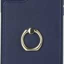  for iPhone 13/14 Case Wallet with Credit Card Holder, 360 Rotation Ring PU Leather Magnetic Clasp Kickstand Heavy Duty Protective Cover for Women and Men 6.1 Inch (Blue)