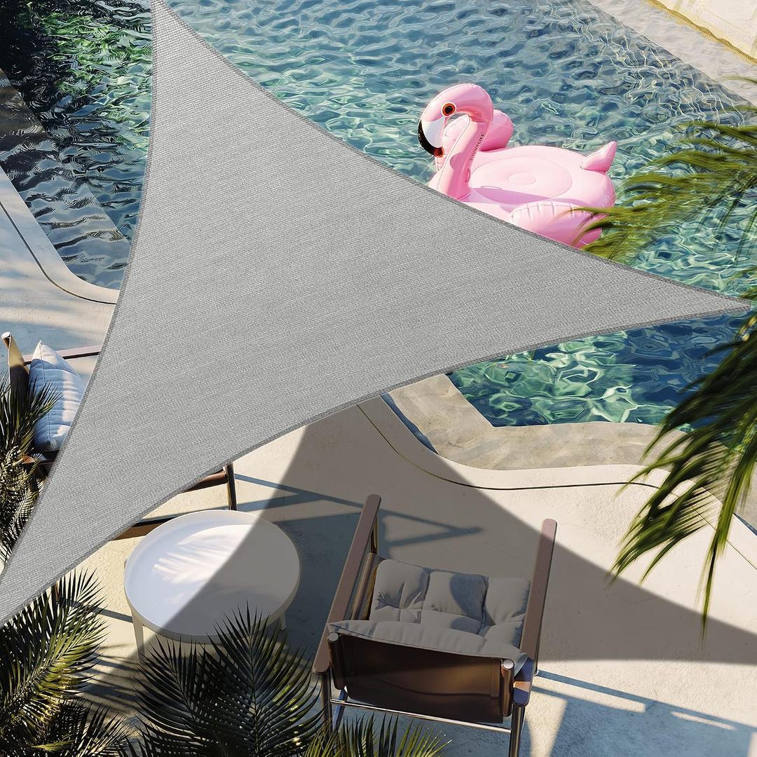 32' x 32' x 32' Gray Triangle Sun Shade Sail Canopy Durable Fabric UV Block Awning Custom