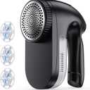 IPX6 Waterproof Washable Electric Fabric Shaver and Lint Remover, Rechargeable Sweater Defuzzer with 3 Free Extra Blades, Quickly and Effectively Remove Fluff,Fuzz,Bobbles for Clothes, Dark Black