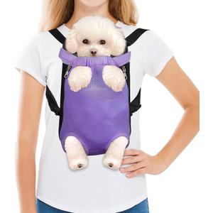 FEimaX Dog Carrier Backpack Pet Legs Out Front Cat Travel Bag, Adjustable Puppy Backpacks Carriers Hands-Free for Small Dogs Cats Hiking Traveling Camping Daily Walking, Small, Purple
