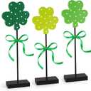 3 Pieces St. Patrick's Day Decorations Green Lucky Tiered Tray Decor, St. Patrick's Table Tray Decor Shamrock Wooden Set, Irish-Themed Shamrock Decor, Shamrocks for Home Decor