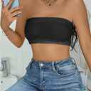 WDIRARA Women's Ribbed Tube Tops Bandeau Bra Wireless Bralette Strapless Tube Top (M)