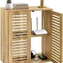 WiFi Router Storage Cabinet, Floor Standing Router Storage Box Modem, Multi-Functional Router Storage Box, Power Strip and Cable Management Hider Organizer for Living Room, Office, Bedroom, Gray (Grey)