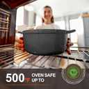 Overmont Enameled Cast Iron Dutch Oven - 5.5QT Pot with Lid Cookbook & Cotton Potholders - Heavy-Duty Cookware for Braising, Stews, Roasting, Bread Baking Grey