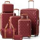 Melalenia Luggage Sets 3 Piece Hard Shell Carry on Suitcase with Spinner Wheels and TSA Lock, Lightweight Travel Duffel Bag for Women, Men, Red Brown