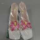 MakeMeChic Women's Open Toe Floral Kitten Heels Flower Summer Beach Sandals, Size 41 (White)