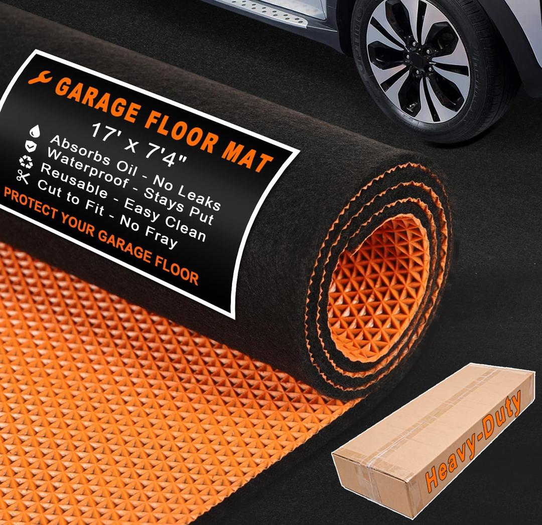 Heavy-Duty Garage Floor Mat 17' x 7'4" - Waterproof Garage Flooring for Cars & SUVs, Durable Garage Mats for Floor, Oil Spill Resistant Garage Mat, Easy-to-Clean Garage Rug for Floor, Under Car Mat