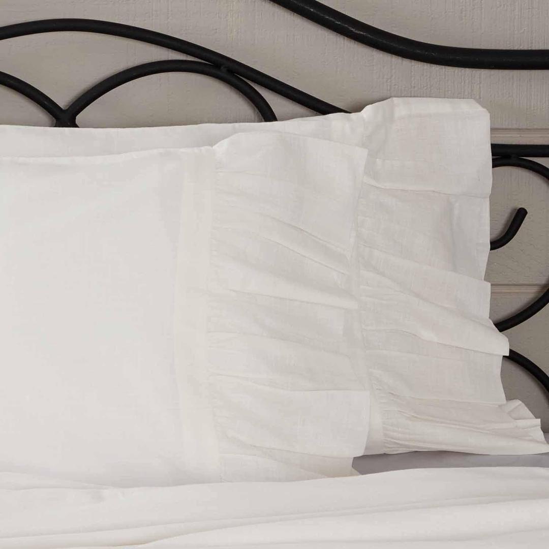 Piper Classics Elizabeth Ruffled King Pillow Shams, Set of 2 Pillow Cases, Fit King Size Bed Pillows, Antique Soft White, Soft & Draping, Vintage Farmhouse Style Bedroom Dcor (37" x 21" (Pack of 2))