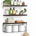 Floating Bathroom Shelves Wall Mounted - Wooden Shelf Set of 3 for Over Toilet Storage & Farmhouse Bathroom Decor - Perfect Shelving Organizer for Apartments RVs Powder Room Restroom - Rustic (15.7")