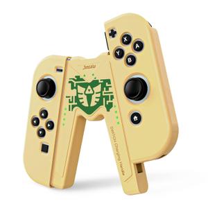 JINGDU Switch Joy-Con Charging Grip Compatible with Nintendo Switch & OLED Model, Play While Charging, Portable V-Shaped Joy-Con Controller Charger with Indicators, Light Yellow