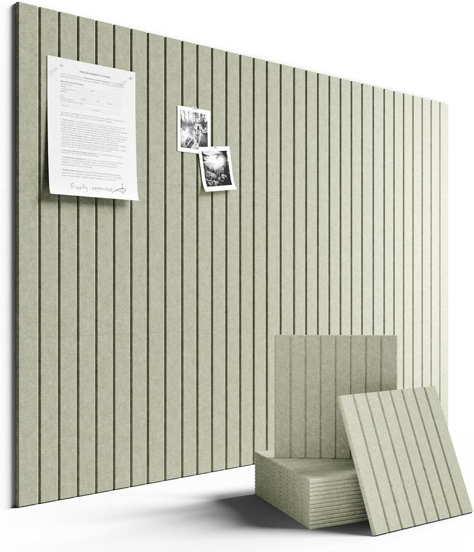 Fluxynara Large Felt Bulletin Board 48" x 36" Cork Board Alternative-12 Pack with 70 Safe Removable Adhesive Tabs, Cork Boards for Walls Cork Board for Home Office Classroom Pin Board - Sage Green