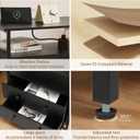Edbuosy 27 inch Wide Night Stand with Charging Station, Bedside Table with Open Shelf, 2 Drawers Small Wood Dresser, Modern Wood Nightstand for Bedroom/Living Room (Black)