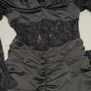Women's Sexy Lace Off Shoulder Long Sleeve Bodycon See Through Night Out Party Mini Dress Small
