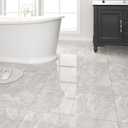 40-Pack Peel and Stick Floor Tiles Vinyl Floor 12 x 12 inch Self Adhesive Waterproof Glossy Flooring Planks DIY for Bathroom, Kitchen, Living Room, RV, Cover 40 Sq. Ft, Polish Light Grey Marble