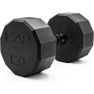 CAP Rubber Coated Dumbbell Weights, Free Weights for Home Gym Strength Training, Anti-Roll Hex Dumbbells with Black, Chrome & Comfort Grip Handles, Singles
Style:12-Sided - Black Handle
Size:20 lb