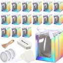 Fulmoon 50 Pack Gift Boxes for Wine Glass Transparent Gift 9 oz Stemless Glass Paper Packaging Box with Ribbon Tag Hemp Rope for Wedding Bridal Shower Baby Shower Birthday(Laser Color)