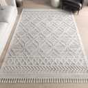 nuLOOM 2x3 Ansley Moroccan Tassel Area Rug, Light Grey, High-Low Textured Bohemian Design, Plush High Pile, Stain Resistant, For Bedroom, Living Room, Hallway, Entryway