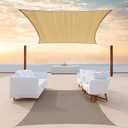 ColourTree 10' x 13' Sand Beige Sun Shade Sail Rectangle Canopy Mesh Fabric UV Block - Commercial Heavy Duty - 190 GSM (CTSLR10x13-sand-fba)