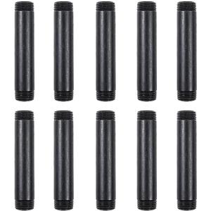 10 Pack 1/2 Inches x 4 Inches Black Malleable Steel Nipples Fitting, DIY Steampunk Industrial Vintage Style.