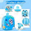 Sanwuta 4 Pcs Kids Luggage Set Carry On Rolling Suitcase Backpack Neck Pillow Travel Set Gift for Girls Boys Summer Camp(17 Inch,Astronaut Style,Blue)