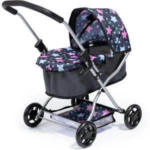 Bayer Doll Stroller Pram - Foldable Navy Star Toy Buggy for 18 Inch Dolls, 3.54x11.42x20.47 inches