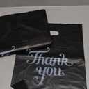 FloraSea 100 Pcs Reusable Black 12x15 Thank You Bags - Merchandise, Party & Gift Bags with Handles