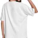 Womens Oversized T Shirts Crewneck Rolled Short Sleeve Tops Summer Casual Basic Workout Tee Shirts (White, XXL)