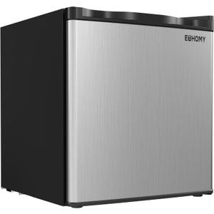 EUHOMY Mini Freezer Countertop,1.1 Cubic Feet, Single DoorCompact Upright Freezer with Reversible Stainless Steel Door, Removable Shelves, Small freezer for Home/Dorms/Apartment/Office(Silver)