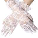 SATINIOR Lace Princess Gloves for Girls Tea Party Dress Up Gloves Halloween Costume Party Princess Cosplay(White)