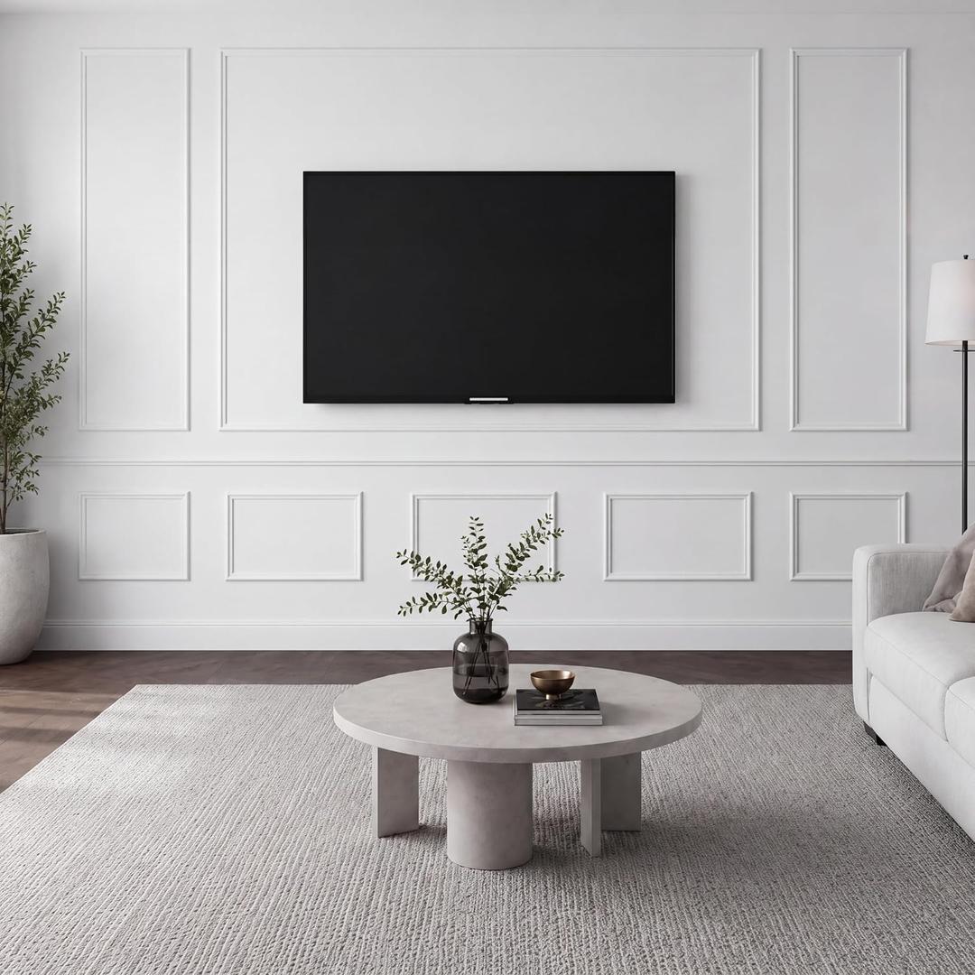 Pangda DIY Peel and Stick Wall Moulding Kit TV Molding Panels, Victorian | Wall Molding Kit Pre Made Accent Wainscoting Panel for Interior Living Room TV Home Decorations