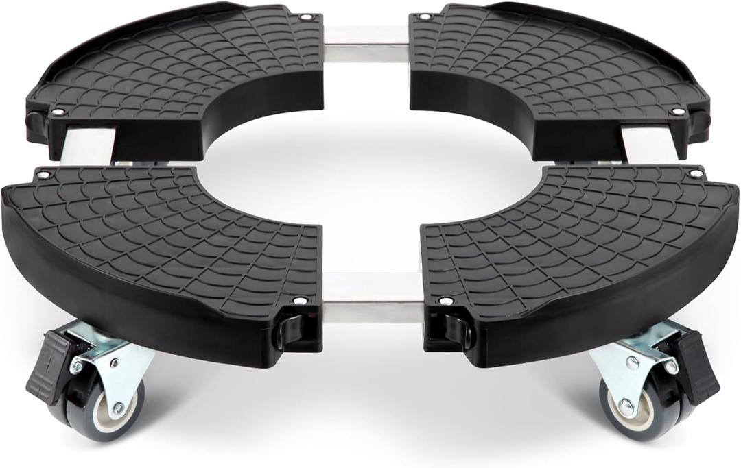 W B D WEIBIDA Plant Stand with Wheels Heavy Duty, Adjustable 15 to 21 Inch Pot Roller Base, Rolling Planter Caddy for Large Flower Pots, 440 Lbs Capacity Round Dolly Cart for Indoor/Outdoor Use