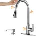 Touch Kitchen Faucet,KEER Smart Kitchen Sink Faucet with Pull Down Sprayer, Touch on Activated Kitchen Bar Sink Faucet Brushed Nickel, Stainless Steel