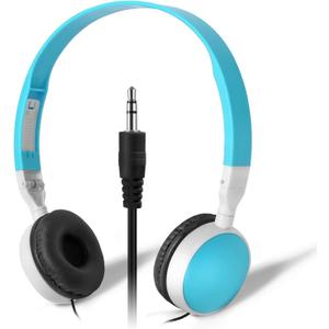 Bulk Headphones Headsets 10 Pack for Students Children Classroom KW-N10C Headphones Earbuds Wired School Cyan Headphones for Kids Computer