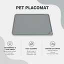 JBD Waterproof Silicone Pet Feeding,cat Food mat, Anti-Slip Dog Food Mat to Contain Spills, Protects Floors from Messy Drinkers, Multiple Sizes and Colors for Dogs and Cats (19"L x 12"W, Gray)