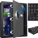 Biometric Home Safe, Fingerprint Gun Safe Lock Box,Money Box for Jewelry Handgun Cash Valuables,Perfect for Home/Office/Hotel, Black, 2.05 Cubic Feet