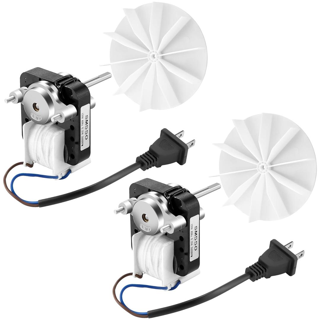 AMI PARTS Bathroom Fan Motor SM550 - Compatible with Nu.Tone, Broan, Replaces C65878, VFM100, E498-1, 82423K, K111, C01575, 65100, EM550, EM750-120V, 60Hz, 0.29A, 3000 RPM - 2-Pack