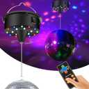 Rotating 5/8/10/15 RPM Disco Ball Motor with Remote for Party Decor, Disco Ball Light with 4 Color Lights and 18 LED Beads, for Hanging 6-15 Inch Mirror Balls(Not Included)