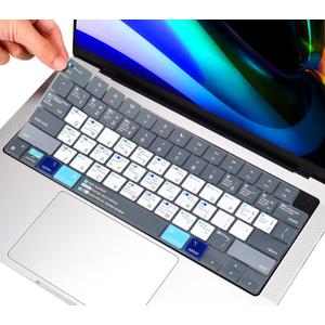 MacBook Shortcut Keyboard Cover for 2025 2024 MacBook Pro 14 16 M5/M4/M3/M2/M1 A3112 A3185 A3401 A3186 A3403 A2918, M4 M3 M2 MacBook Air 15 A3241 A3114 A2941/Air 13 A3240 A3113 A2681 Protector Skin (Gray&Blue)