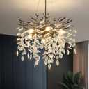 EGM Black Tree Branch Crystal Chandelier, 18 Inch Modern Dining Room Crystal Chandelier 6-Light(E12), Hanging Round Chandeliers for Living Room Bedroom Foyer