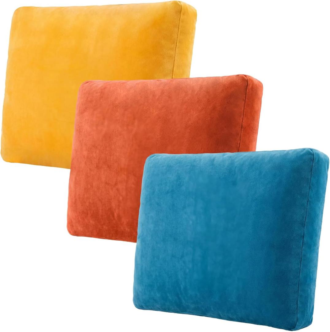 3 Pcs Velvet Stretch Couch Cushion Covers Mid Century Modern Decor Single Sofa Seat Covers Armchair Cover with Elastic Bottom Mixed-Color Non Slip Furniture Protector for Pets