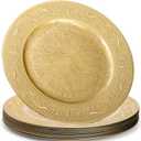 12 Pack Gold Charger Plate, 13 Inch Heavy Weight Charger Plates for Dinner, Reusable Plastic Embossed Table Chargers for Wedding, Christmas,Thanksgiving, Birthday, Holiday Tabletop Decor