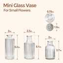 ComSaf Glass Bud Vases Set of 3, Small Flower Vases in Bulk, Mini Ribbed Vases for Centerpieces, Clear Vintage Vase for Table Decorations, Wedding, Party, Receptions, Home Decor (Different Sizes)