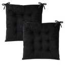 MissSoul Set of 2 Chair Cushions for Dining Chairs with Ties, Indoor Non-Slip Kitchen Chair Pad and Dining Room Seat Cushion Mat for Office Living Room Outdoor 15.5" - Black